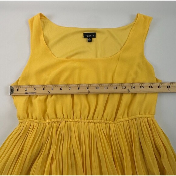 Torrid Yellow Pleated Dress Gown Maxi Long Pullover Sleeveless Scoop Women Large - Picture 12 of 16